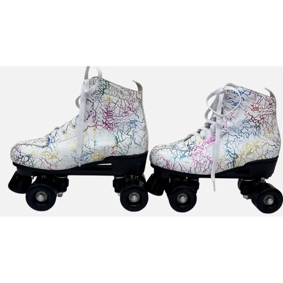 Colorful Abstract Design Roller Skates With Quad Wheels &‎ Laces - Picture 2 of 5